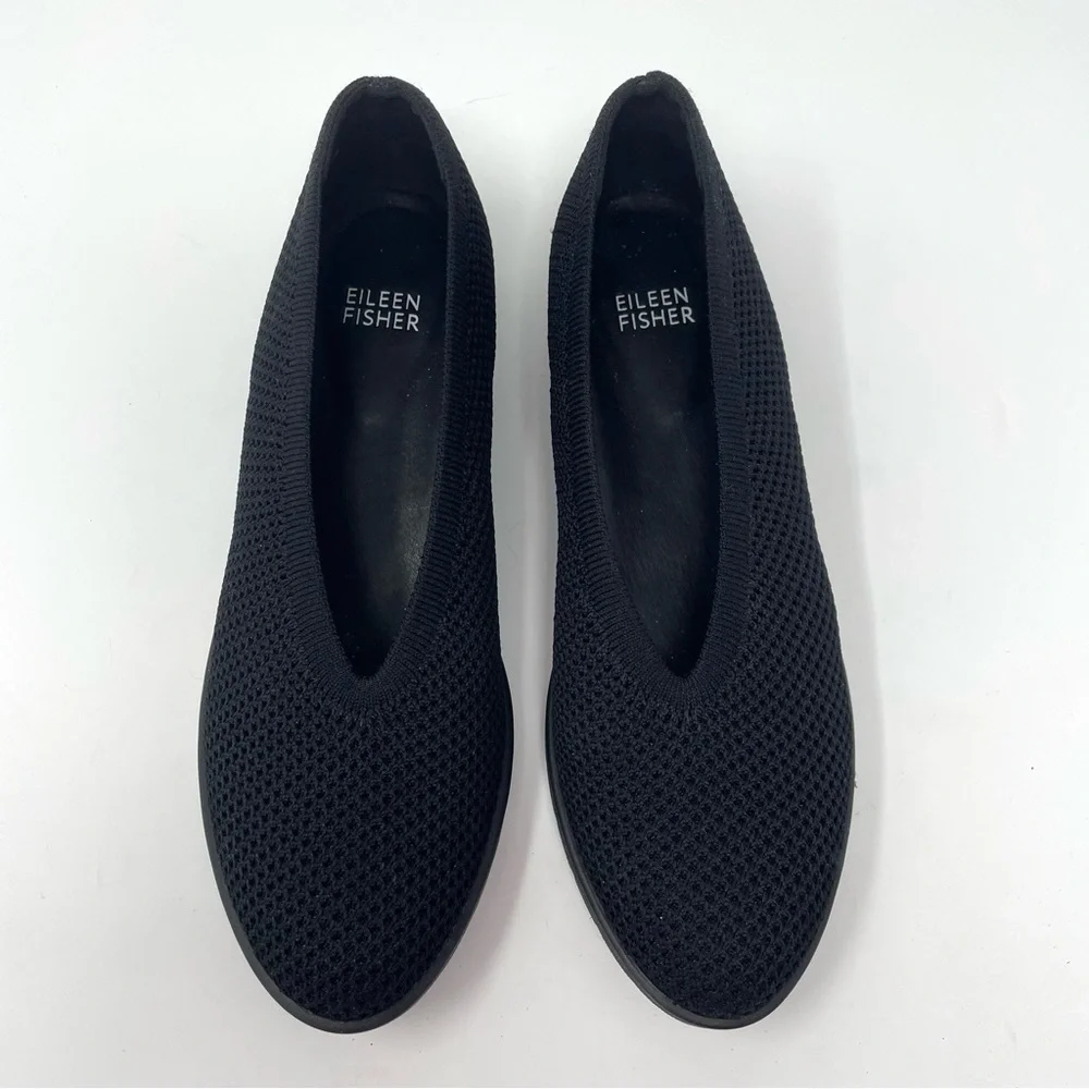 EILEEN FISHER Heaven Stretch Knit Wedge Ballet Flat in Black Size 7 - Picture 2 of 7